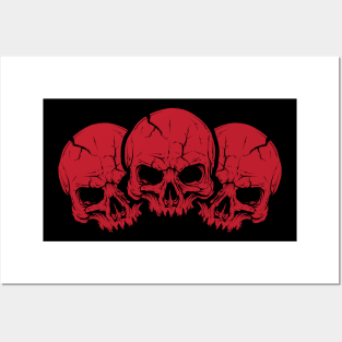 Red Triple Skull Posters and Art